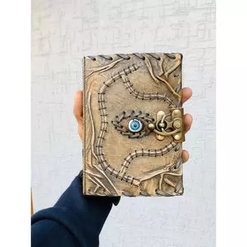 Фокус-покус Книга Заклинаний Кожаный Журнал Бумага с Декле Краем Журнал Гримуара Третьего Глаза Винтажный Кожаный Журнал Книга Теней Журнал 5 x 7 in коричневый