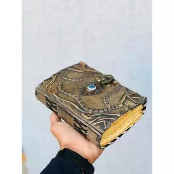 Фокус-покус Книга Заклинаний Кожаный Журнал Бумага с Декле Краем Журнал Гримуара Третьего Глаза Винтажный Кожаный Журнал Книга Теней Журнал 7 x 5 in коричневый