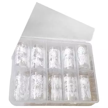 Фольга для ногтей Наклейки-переводки для нейл-арта Цветная пленка с цветочным узором Самоклеящиеся наклейки для нейл-арта DIY-декорации Наклейки для ногтей белый