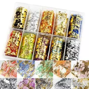 Фольга для ногтей, ультратонкая полировка ногтей, маникюр, украшение, 3D фольга, сетчатые наклейки, блестящие наклейки для красоты set 1