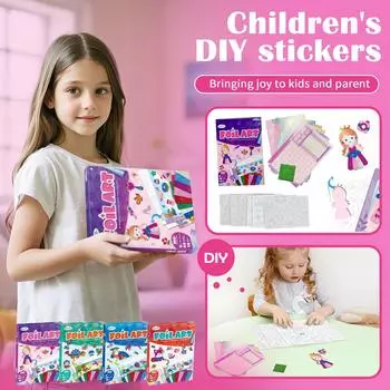 Фольгированные художественные изделия и поделки для детей 4-8 лет - DIY и принцесса Фольгированные пенопластовые наклейки Веселые, беспроблемные детские поделки, креативные рождественские подарки на день рождения, игрушки One Size синий