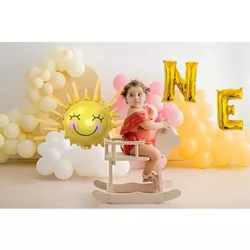 Фольгированные шары с цветком ромашки для первого года рождения, фольгированные шары для свадьбы, годовщины, реквизит для фотосессии, украшение для детского душа, дня рождения