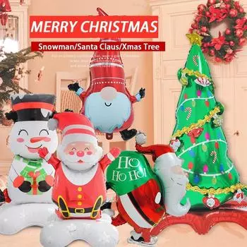 Фольгированные шары серии Christmas Tree 3D Большие стоячие шары Детские игрушки Санта-Клаус Рождественские украшения Воздушные шары Товары для вечеринок