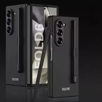 Чехол для телефона Fold 6 Hard Shell Plastic с отделением для ручки для Samsung Galaxy Z Fold 6 Fold6 5G, защитный противоударный чехол без ручки Galaxy Z Fold6 чёрный