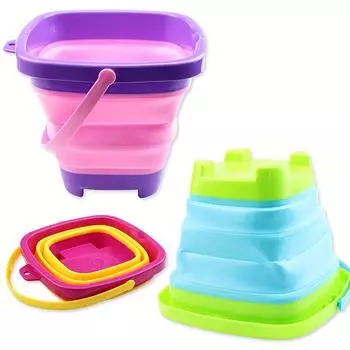 Foldable Beach Bucket Silicone Collapsible Toy Buckets for Kids for Summer Activities Camping Gear Travel Beach Sand Toys жёлтый