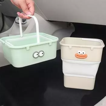 Foldable Car Trash Bin Trash Storage Garbage Container Automotive Waste Basket Portable Car Traveling Rubbish Bin Creative