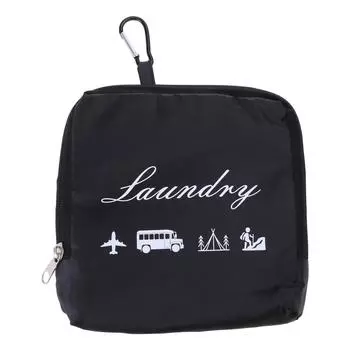 Foldable Dirty Clothes Bag Washable and Small Laundry Bag with Handles for Suitcase Gym Camping чёрный
