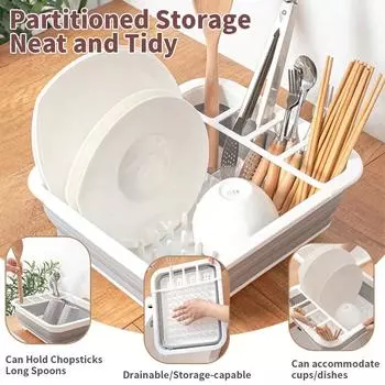 Складная подставка для посуды, переносная корзина для сушки посуды, миска, подставка для палочек для еды, корзина для сушки фруктов и овощей, кухонные органайзеры