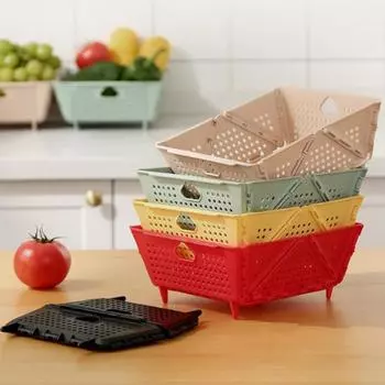 Складная сливная корзина, кухонная сливная чаша, полый быстрый дренаж, сито для мытья фруктового салата, сито для хранения