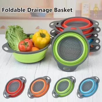 Foldable Drainer Vegetable Pink Kitchen Item Free Shipping Fruit Banana Washing Kitchen Useful Things Basin Bagen Tiger Home Bar Small синий
