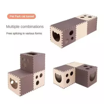 Foldable EVA Cat Tunnel Toy Funny Holes Duplex House DIY Splicing Tube Tunnel Hide and Seek Toys for Cats Pet Interactive Toys 30cmX30cmX14PCS