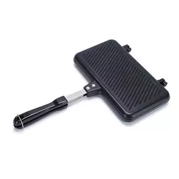 Foldable Grill Frying Pan Nonstick Sandwich Baking Pan Multi-function Aluminium Alloy Double Side Portable Kitchen Accessories чёрный