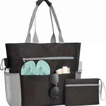 Foldable Handbag for Beach/Picnic/Travel Shopping Portable Large Capacity Reusable Supermarket Eco-Friendly Bag High Quality One Size чёрный