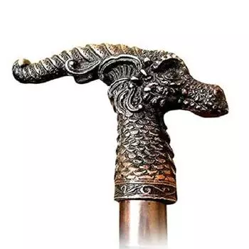 Foldable Handcrafted Sheesham Wood Unisex Surgical Walking Stick with Dragon Brass Handle