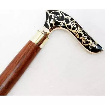 Foldable Handcrafted Sheesham Wood Unisex Surgical Walking Stick with Derby Handle