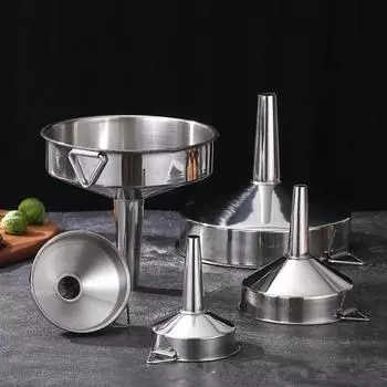 Foldable Handle Kitchen Funnels Stainless Steel Oil Funnels Multifunctional Wine Funnels Canning 8CM