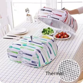 Foldable Insulated Food Cover Food Cover Insulation Dishes Creative Cover Aluminum Foil Folding Table Cover Blue-S