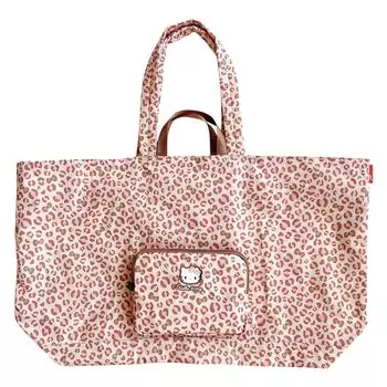 Foldable Large Zipper Tote Bag Water Repellent IP Maxi Packable Hello Kitty A 8396 03 Print [Routeto] Women s Leopard/Leopard