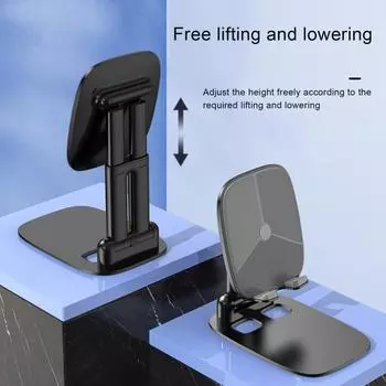 Складной металлический держатель для телефона, планшет, вращение на 360 градусов, функция Hands-Free, противоскользящая устойчивая подставка для телефона, регулируемая подставка чёрный