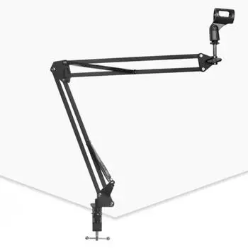 Складная подставка для микрофона, зажим с универсальным гибким адаптером, вращение на 360 градусов, двойные опорные пружины белый