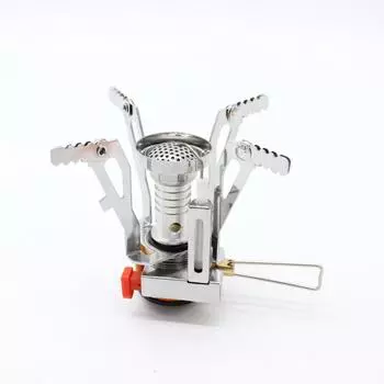 Foldable Outdoor Stove Ultra-light Alloy Mini Gas Stove for Camping Hiking Gas Furnace Portable Outdoor Cooking Picnic Cooker серебряный