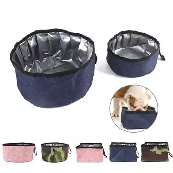 Foldable Pet Bowl Cloth Travel Collapsible Cat Water Dish Outdoor Dog Folding Food Bowl For Small Large Dogs S