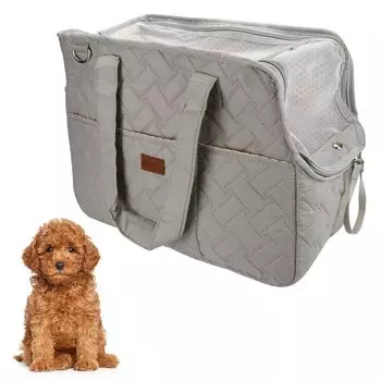 Foldable pet carrier bag for trips and hospitals with straps to prevent pets from jumping out (gray) серый