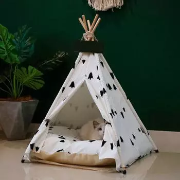 Foldable Pet Tent Breathable Pine Pet Nest Pet Mat Medium Dog Supplies S (40 40 50cm)