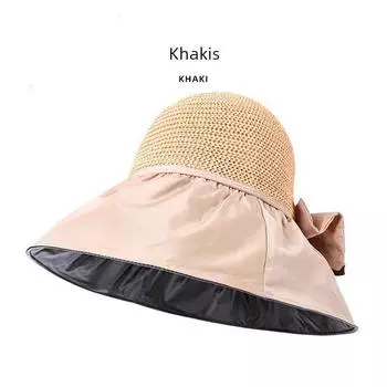 Foldable Sun Hat Women s 2025 Summer New Arrival Women s UV Protection Sun Hat Vinyl Fashion Big Brim Khakis [can be stored]] All yards