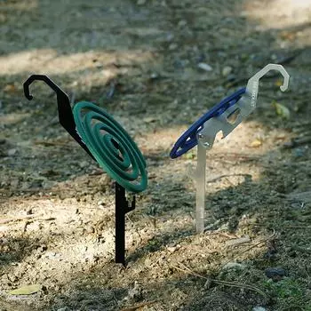 Foldable Swan-Shaped Mosquito Coil Ground Stake Multifunctional Outdoor Camping Stainless Steel Hook Bottle Opener Wrench Ruler чёрный