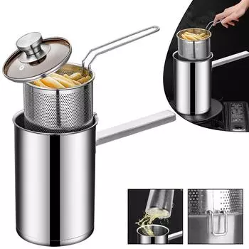 Foldable Thickeded Deep Fryer Fryer Tool Kitchen Tools Cooking Basket 304 Stainless Steel Fryer Chicken Fried Food Strainer