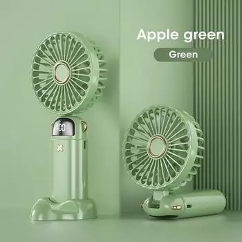 Foldable USB Handheld Fans Electric Fan Holder Portable LED Display Mini 5-speed Wind for Outdoor Sports Air Conditioner