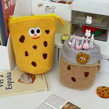 Foldable Vertically Cookies Plush Pen Bag Snack Cookies Cookies Plush Pencil Pouch Girls Boys коричневый