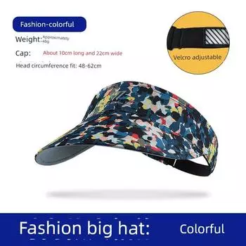 Foldable Women s Running Sunshade Cycling Baseball Topless Hat Big brim C- colorful(Reflective Velcro]) One size