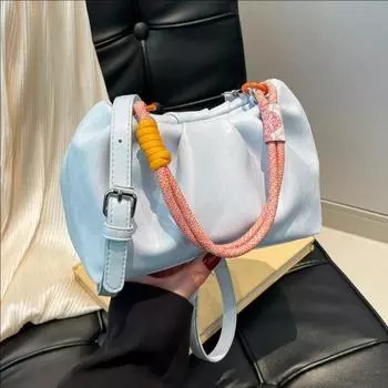 Folded Casual Portable Underarm Bag Women S Trend Shoulder Bag Solid Color Versatile Messenger Bag серебряный