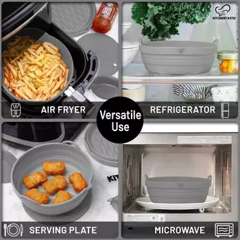 Folding Air fryer Silicone Pan Liner Non Stick Round Oven Baking Tray Reusable Pizza Fried Chicken Airfryer Silicone Basket