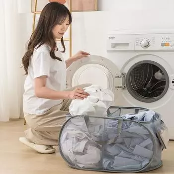 Folding Bathroom Laundry Basket Mesh Dirty Clothes Storage Basket Household Laundry Bag Laundry Bathroom Organizer