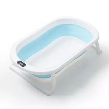 Folding Bathtub Children Lying Electronic Temperature Universal Bath Barrel Oversize Baby Newborn Supplies Baby Bath Tub синий