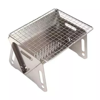 Folding BBQ Grill Heat Resistant Stainless Steel Collapsible Charcoal Grill Camping Grill with Ventilation Holes