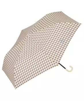 Folding Bicolor Gingham Rib For Both Sunny and Rainy Commuting to Work or Rattan Retro Wpc. Umbrella, Mini, Beige, Umbrella, 50cm, Lightweight, Days, бежевый