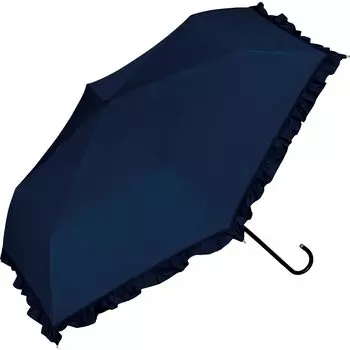 Folding Classic Frill Mini Navy Blue Light UV UPF Suitable for Sun and 50cm Product [2024] Wpc. Parasol, Light-Shielding Umbrella, (100% Blocking,