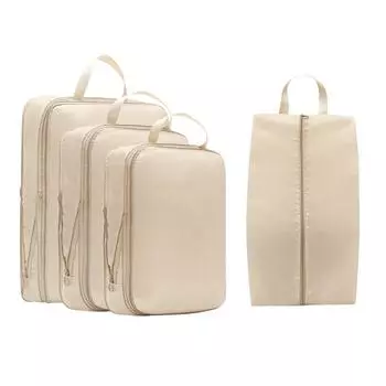 Folding Compression Packing Cube Waterproof Clothes Classification Bag Travel бежевый