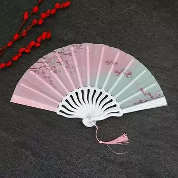 Folding Dance Fan With Tassels Chinese Style Fan 7 inches Antique Folding Fan Female style 15