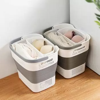 Folding Dirty Clothes Basket Hollow Out Moisture-proof Household Laundry Basket High-capacity Student Dormitory Clothes Baskets коричневый
