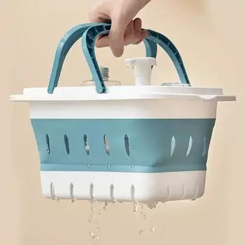 Folding Dirty Clothes Basket Home Wall-mounted Clothes Storage Basket Bathroom Dirty Clothes Basket Plastic Laundry Blue Large
