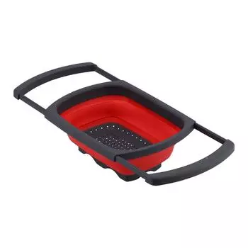 Folding Drain Basket Retractable Fruit Vegetable Washing Draining Basket for Home Kitchen UseGreen красный