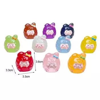 Folding Ear Bunny Luminous Kiki Doughnut Figure Random 1Pc Desktop Cute Cartoon Decorative Resin Ornament разноцветный