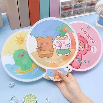 Складной вентилятор, хороший экологически чистый мини-вентилятор с 8 стилями, ручной складной круглый вентилятор с прекрасным принтом, мини-вентилятор для офиса H