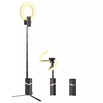 Folding integrated ring tripod selfie included with Bluetooth LED skin care smartphone photography 10 inch outer 3 color step brightness live selfie