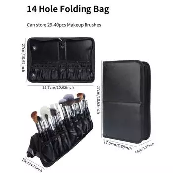 Folding Professional Cosmetic Brushes Bag Lightweight Water-resistant Upright Makeup Brush Bag Large Capacity Multifunctional